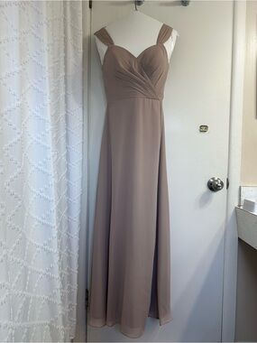 Azazie Taupe Chiffon Maxi Dress